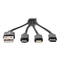 Produktbild för DIGITUS 3-in-1 Charger Cable - Lightning-kabel - Lightning / USB - 15 cm