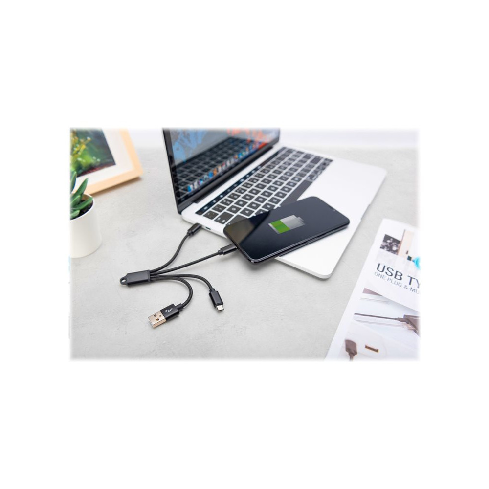 Produktbild för DIGITUS 3-in-1 Charger Cable - Lightning-kabel - Lightning / USB - 15 cm