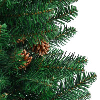 Produktbild för Smal julgran med 300 LED-lampor Grön 210 cm PVC och solid furu