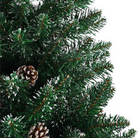 Produktbild för Smal julgran med 300 LED-lampor Grön 180 cm PVC och solid furu