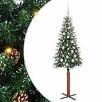Produktbild för Smal julgran med 300 LED-lampor Grön 180 cm PVC och solid furu