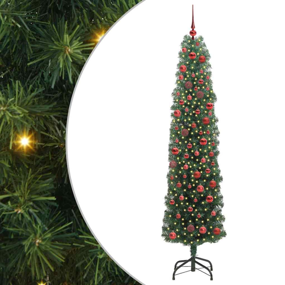 Produktbild för Konstgjord julgran Grön 180 cm PVC och stål och plast