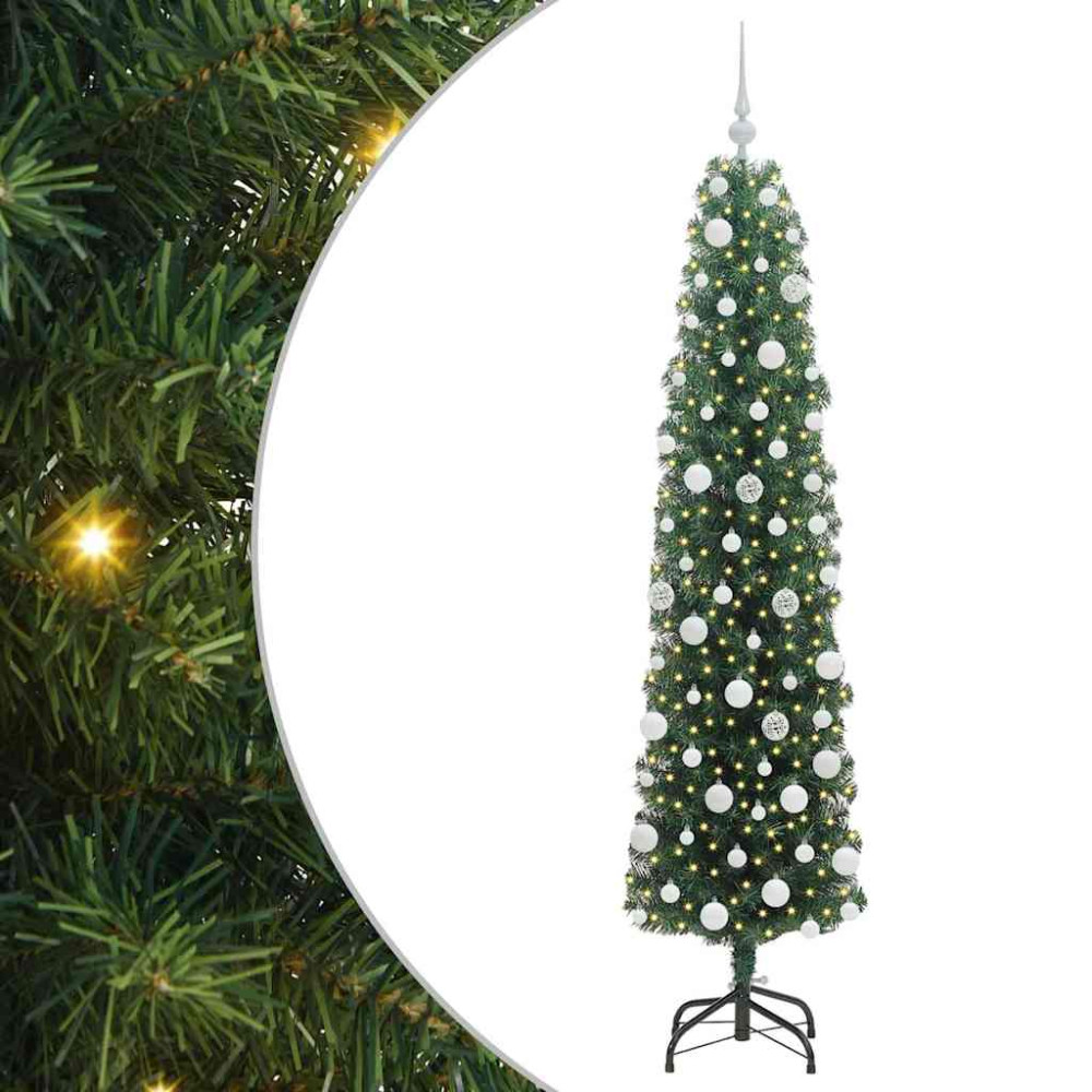 Produktbild för Konstgjord julgran Grön 180 cm PVC och stål och plast
