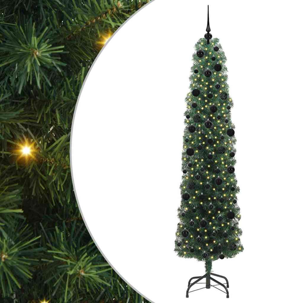 Produktbild för Konstgjord julgran Grön 240 cm PVC och stål och plast