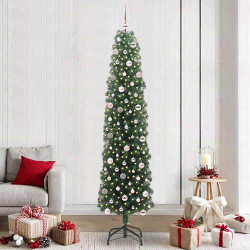 vidaXL Konstgjord julgran Grön 240 cm PVC och stål och plast - Julgranar & tillbehör