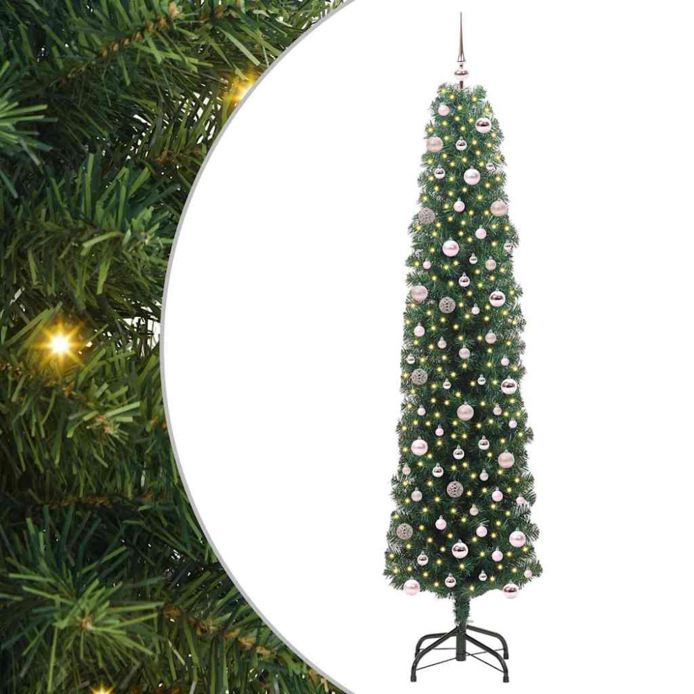 Produktbild för Konstgjord julgran Grön 240 cm PVC och stål och plast
