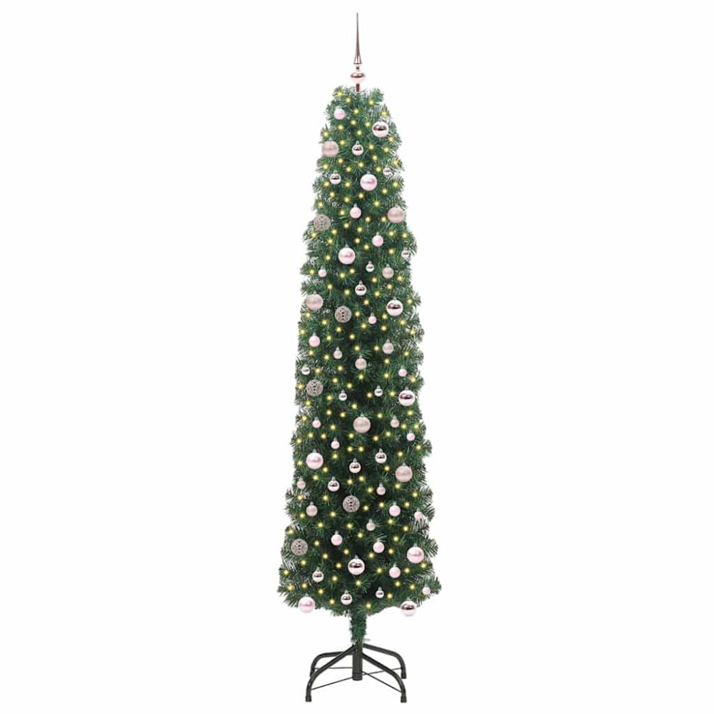 Produktbild för Konstgjord julgran Grön 240 cm PVC och stål och plast