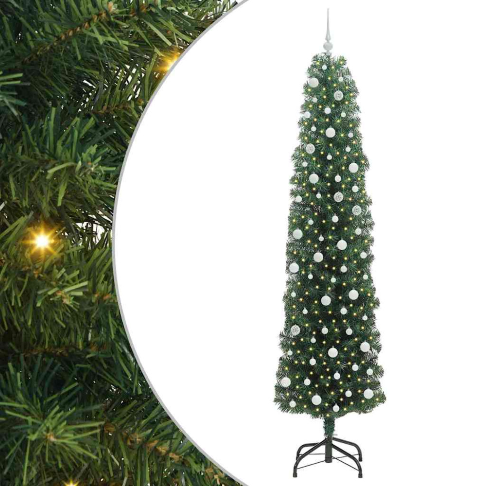 Produktbild för Konstgjord julgran Grön 240 cm PVC och stål och plast