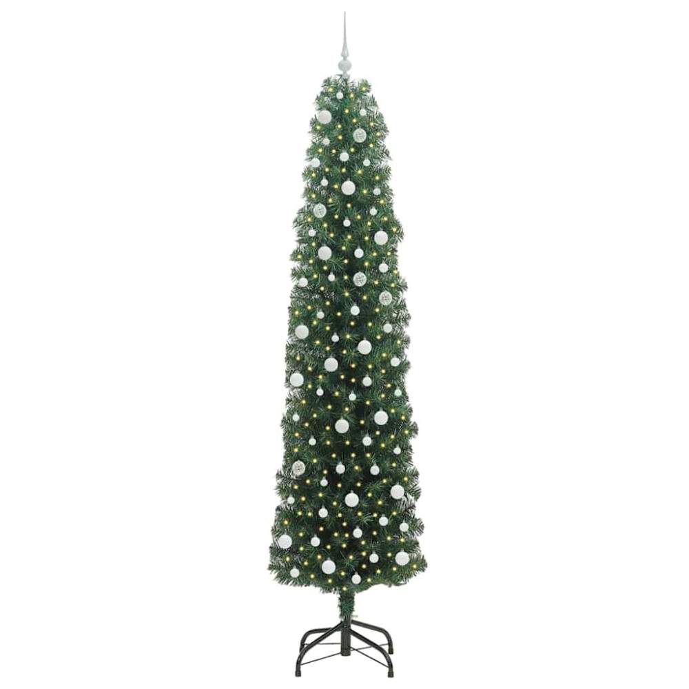 Produktbild för Konstgjord julgran Grön 240 cm PVC och stål och plast