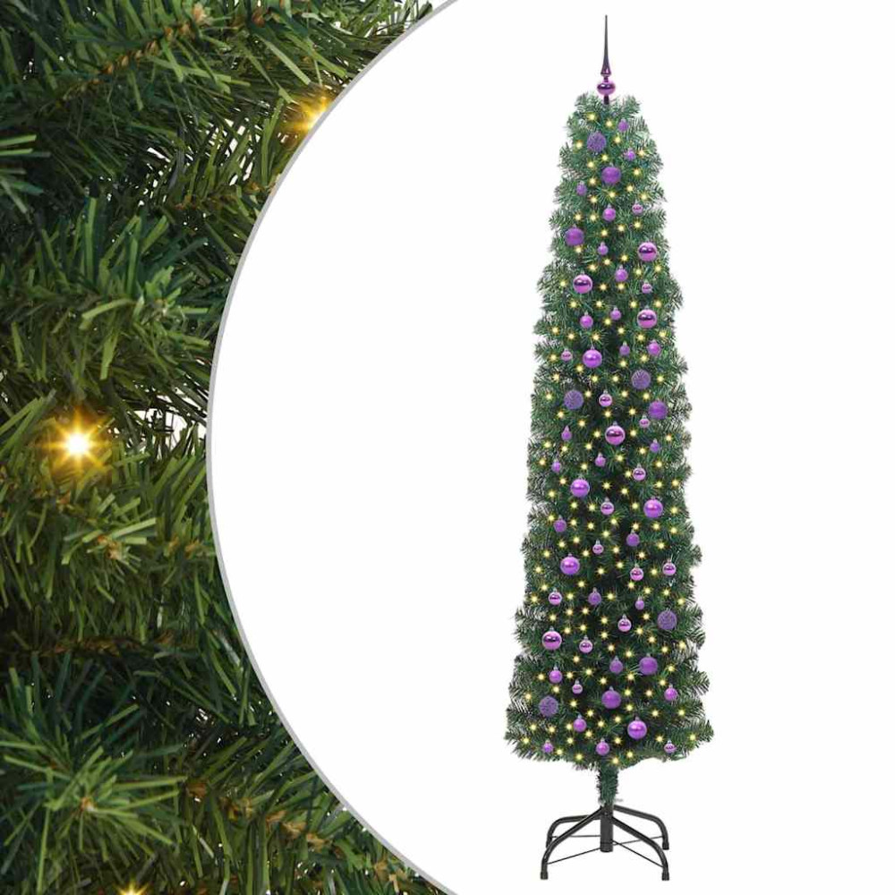 Produktbild för Konstgjord julgran Grön 240 cm PVC och stål och plast