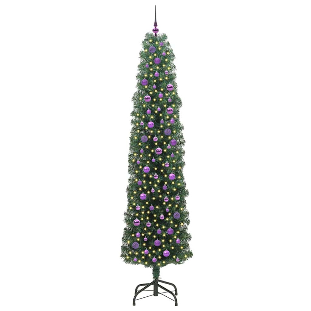 Produktbild för Konstgjord julgran Grön 240 cm PVC och stål och plast