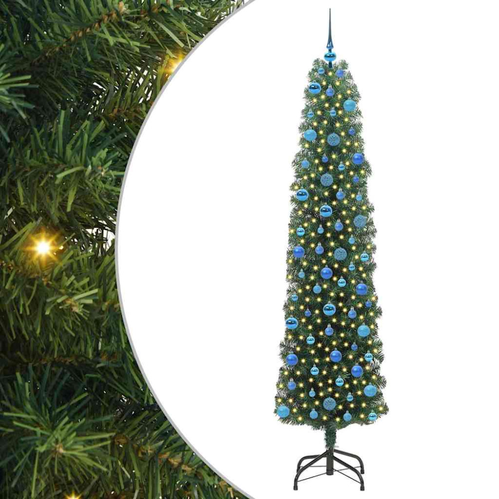 Produktbild för Konstgjord julgran Grön 240 cm PVC och stål och plast