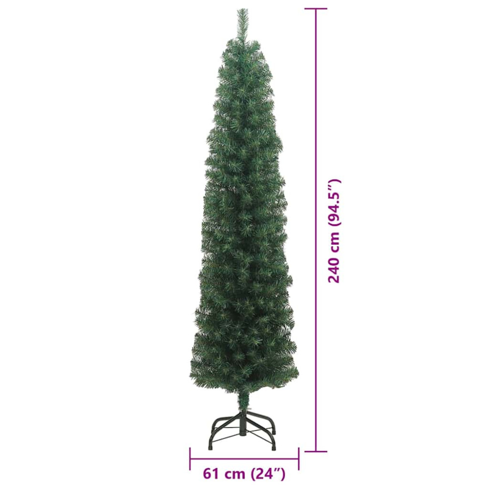 Produktbild för Konstgjord julgran Grön 240 cm PVC och stål och plast