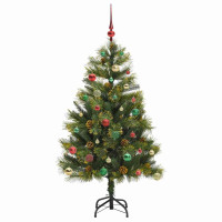 Produktbild för Konstgjord gångjärnsjulgran med kottar Grön 150 cm