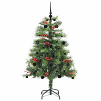 Produktbild för Konstgjord julgran med LED -remsljus Grön 150 cm PVC och metall