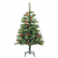 Produktbild för Konstgjord julgran med LED -remsljus Grön 150 cm PVC och metall
