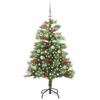 Produktbild för Konstgjord julgran med LED -remsljus Grön 150 cm PVC och metall
