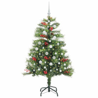Produktbild för Konstgjord julgran med LED -remsljus Grön 150 cm PVC och metall