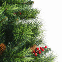 Produktbild för Konstgjord julgran med LED -remsljus Grön 150 cm PVC och metall
