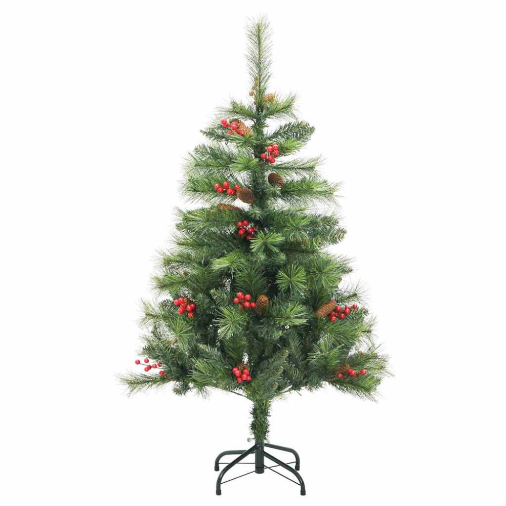 Produktbild för Konstgjord julgran med LED -remsljus Grön 150 cm PVC och metall
