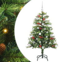 Produktbild för Konstgjord julgran med LED -remsljus Grön 150 cm PVC och metall