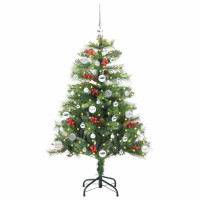 Produktbild för Konstgjord julgran med LED -remsljus Grön 150 cm PVC och metall