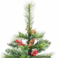 Produktbild för Konstgjord julgran med LED -remsljus Grön 150 cm PVC och metall