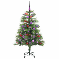 Produktbild för Konstgjord julgran med LED -remsljus Grön 150 cm PVC och metall