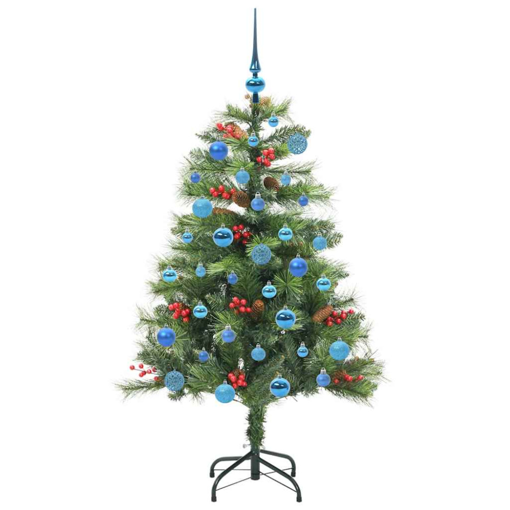 Produktbild för Konstgjord julgran med LED -remsljus Grön 150 cm PVC och metall