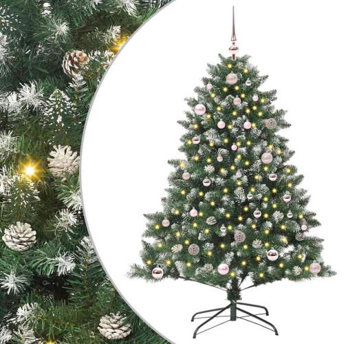 vidaXL Konstgjord julgran Grön 150 cm PVC och Plast och Stål