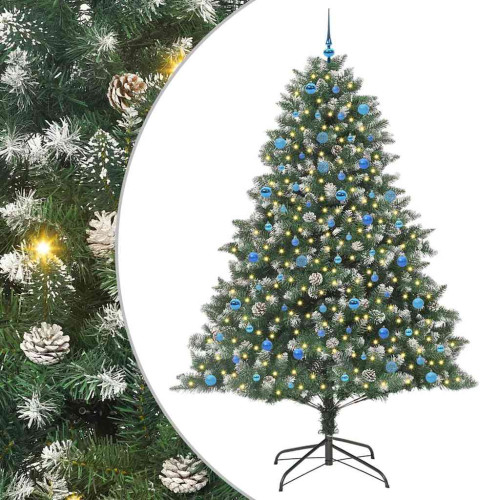 vidaXL Konstgjord julgran Grön 240 cm PVC och Plast och Stål