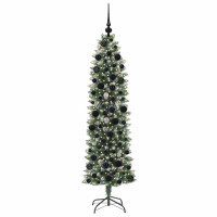 Produktbild för Konstgjort smalt julträd med 300 LED-lampor Grön och Vit 180 cm