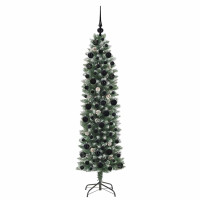 Produktbild för Konstgjort smalt julträd med 300 LED-lampor Grön och Vit 180 cm