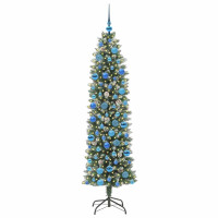 Produktbild för Konstgjort smalt julträd med 300 LED-lampor Grön och Vit 180 cm