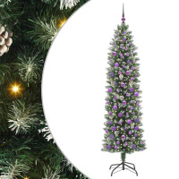 Produktbild för Konstgjort smalt julträd med 300 LED-lampor Grön och Vit 210 cm