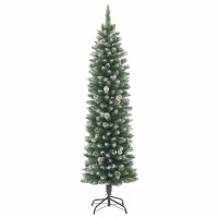 Produktbild för Konstgjort smalt julträd med 300 LED-lampor Grön och Vit 210 cm