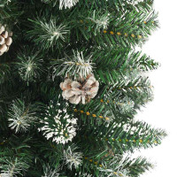 Produktbild för Konstgjort smalt julträd med 300 LED-lampor Grön och Vit 210 cm