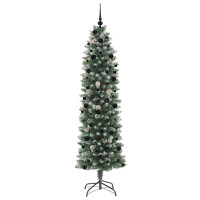 Produktbild för Konstgjort smalt julträd med 300 LED-lampor Grön och Vit 240 cm