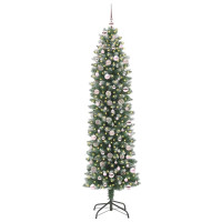 Produktbild för Konstgjort smalt julträd med 300 LED-lampor Grön och Vit 240 cm