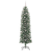 Produktbild för Konstgjort smalt julträd med 300 LED-lampor Grön och Vit 240 cm