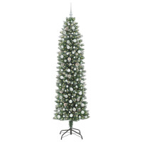Produktbild för Konstgjort smalt julträd med 300 LED-lampor Grön och Vit 240 cm