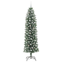 Produktbild för Konstgjort smalt julträd med 300 LED-lampor Grön och Vit 240 cm