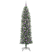 Produktbild för Konstgjort smalt julträd med 300 LED-lampor Grön och Vit 240 cm