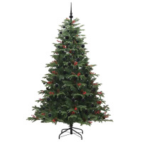 Produktbild för Konstgjord julgran Grön 210 cm PVC och Metall och Plast