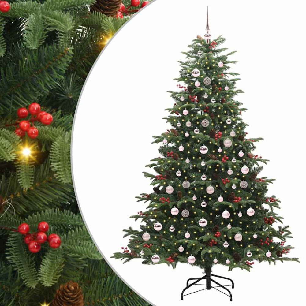 Produktbild för Konstgjord julgran Grön 210 cm PVC och Metall och Plast