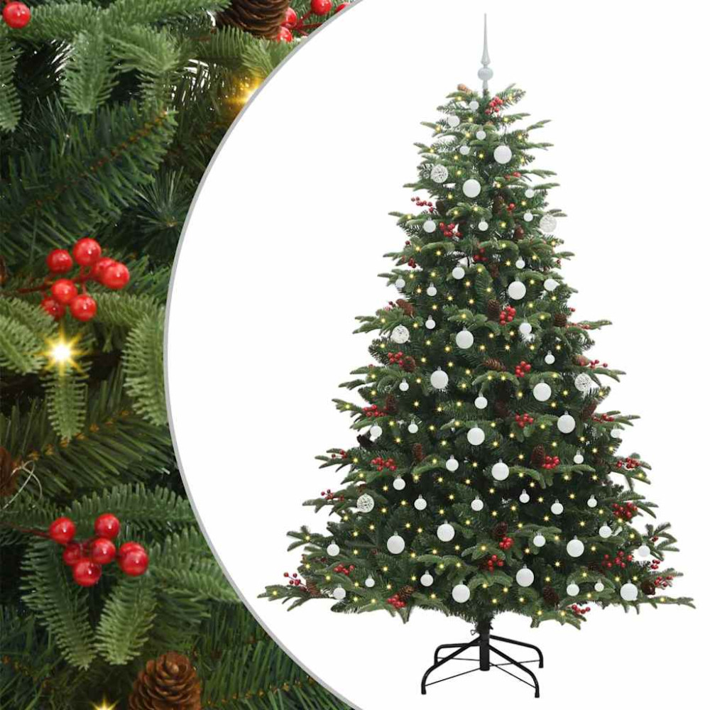 Produktbild för Konstgjord julgran Grön 210 cm PVC och Metall och Plast