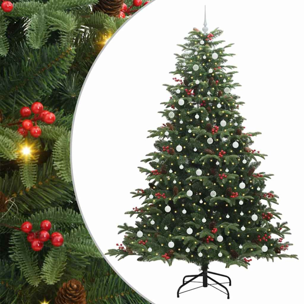 Produktbild för Konstgjord julgran Grön 240 cm PVC och Metall och Plast