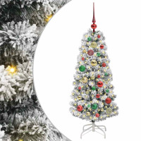 Produktbild för Plast Hingad Julgran med 150 LED-lampor Grön och Vit 120 cm