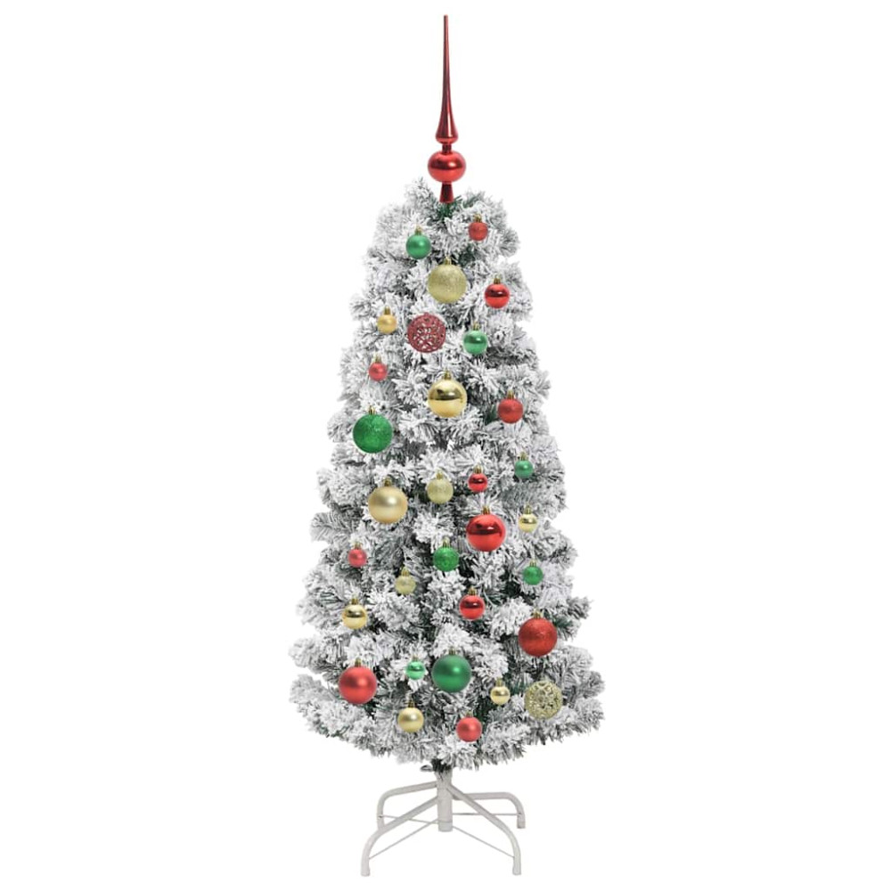 Produktbild för Plast Hingad Julgran med 150 LED-lampor Grön och Vit 120 cm