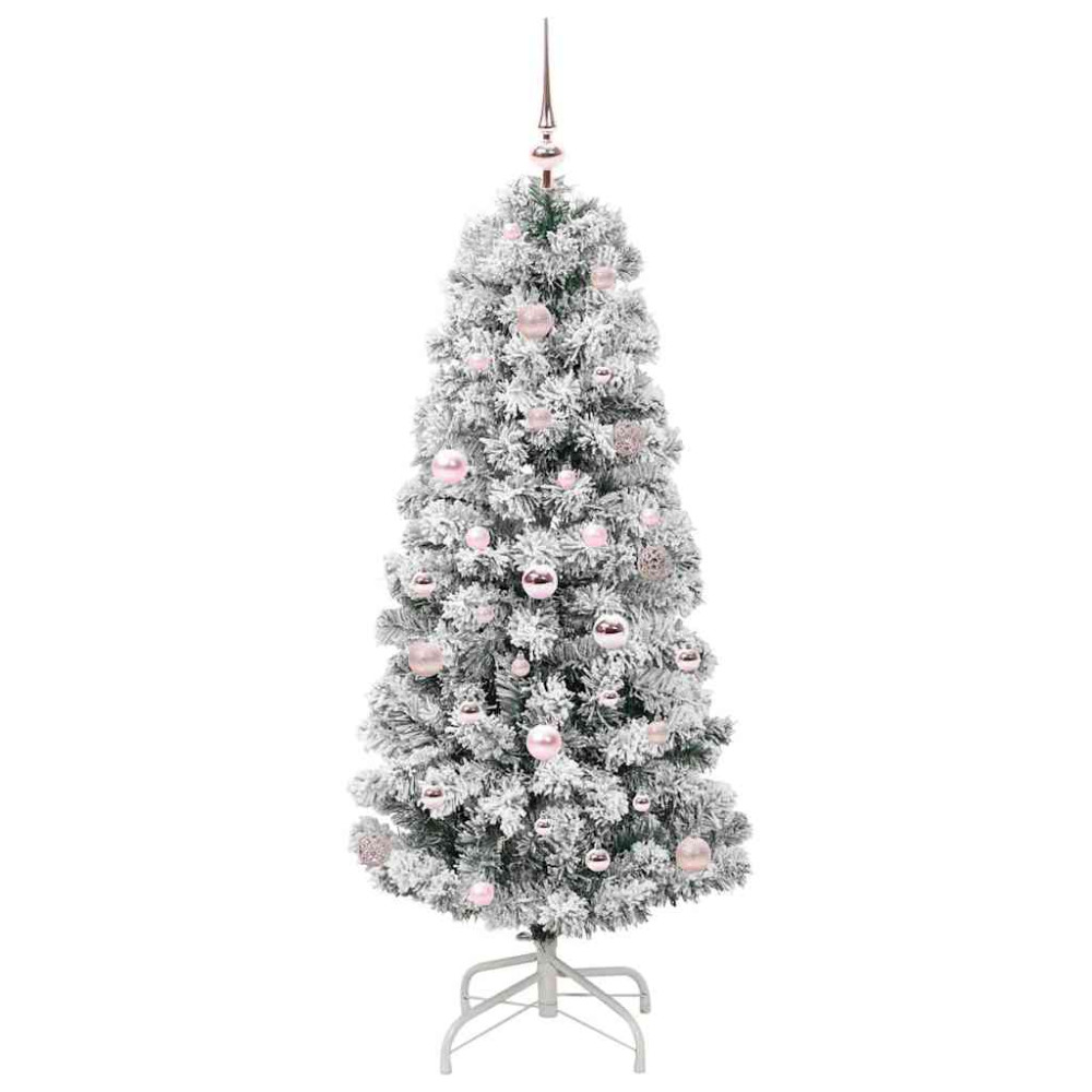 Produktbild för Plast Hingad Julgran med 150 LED-lampor Grön och Vit 150 cm